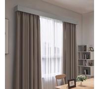MNBVH Window Curtain Pelmet Box with Cover, Curtain Rail Track and Decorative Curtain Pole Kit, Interior Curtain Box with 2 Slide Rails for Living Room