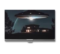 MNBVKL Business Card Box, UFO at Night Printed Business Card Box,durable Business Card Box,travel Business Card Box, grey, One Size, Contemporary