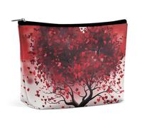 MNBVKL Cosmetic Bag,Red Love Heart Tree Printed Cosmetic Bag,wallet Cosmetic Bag,cute Cosmetic Bag,hand Held Cosmetic Bag, Red Love Heart Tree, One Size