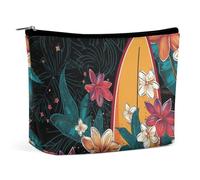 MNBVKL Cosmetic Bag,Surfboard And Flowers Printed Cosmetic Bag,wallet Cosmetic Bag,cute Cosmetic Bag,hand Held Cosmetic Bag, Surfboard and flowers, One Size