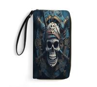 MNBVKL Wallet, Skeleton Pirate Printed Wallet,large Capacity Travel Wallet,women Travel Wallet,adult Wallet, White, 19.7x10.5cm, Modern