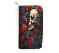 MNBVKL Wallet, Skull Image Poster Printed Wallet,large Capacity Travel Wallet,women Travel Wallet,adult Wallet, White, 19.7x10.5cm, Modern