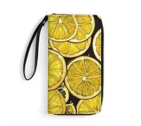 MNBVKL Wallet, Sliced Lemon Wallpaper Printed Wallet,large Capacity Travel Wallet,women Travel Wallet,adult Wallet, White, 19.7x10.5cm, Modern