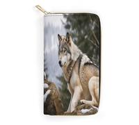 MNBVKL Wallet, Snow Mountain Wild Wolf Printed Wallet,large Capacity Travel Wallet,women Travel Wallet,adult Wallet, White, 19.7x10.5cm, Modern
