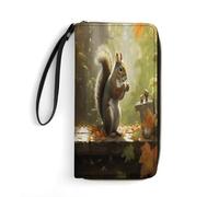 MNBVKL Wallet, Squirrel Eats Nuts Printed Wallet,large Capacity Travel Wallet,women Travel Wallet,adult Wallet, White, 19.7x10.5cm, Modern