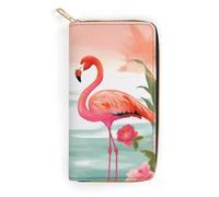 MNBVKL Wallet, Two Red Flamingos Printed Wallet,large Capacity Travel Wallet,women Travel Wallet,adult Wallet, White, 19.7x10.5cm, Modern