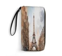 MNBVKL Wallet, Watercolor Paris Printed Wallet,large Capacity Travel Wallet,women Travel Wallet,adult Wallet, White, 19.7x10.5cm, Modern