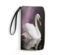 MNBVKL Wallet, White Swan Printed Wallet,large Capacity Travel Wallet,women Travel Wallet,adult Wallet, White, 19.7x10.5cm, Modern