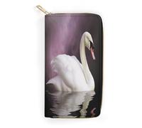 MNBVKL Wallet, White Swan Printed Wallet,large Capacity Travel Wallet,women Travel Wallet,adult Wallet, White, 19.7x10.5cm, Modern
