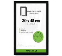 MND Dealings Artistic MDF Wooden Frame 30x45cm | Flat Rectangle Wall Display with Styrene & Backboard | Perfect for Certificates, Posters & Gifts (18x12 Inch) - (Black)