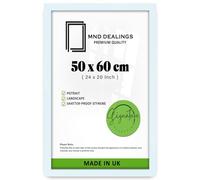 MND Dealings | Classic MDF White Poster Frame | (50 x 60 CM) Wood Finish, Rectangle | Backboard & Perspex, Metal Clip Included 24 x 20 - [ White ]