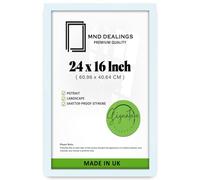 MND Dealings | Classic MDF White Poster Frame | (60.96 x 40.64 CM) Wood Finish, Rectangle | Backboard & Perspex, Metal Clip Included 24 x 16 - [ White ]