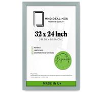 MND Dealings | Eton Wood Picture Frame (81.28 x 60.96 CM) MDF Wall Décor Frame for Art, Posters & Room Interior, Classic Engineered Wood Finish with Hanging Hooks [ Silver ]