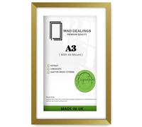 MND Dealings | Flat Style Gold 16 Inch x 11 Inch Poster frame | With A4-(11 x 8 Inch) White Mount Frame | A3 (29.70 x 41.90 cm) Artwork- [ Gold ]