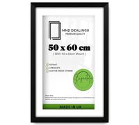MND Dealings | MDF Artistic Poster Frame (50 x 60 cm) With (19.68 x 15.74 Inch) White Mount Hanging Display | 24" x 20" Award, Picture, Decorative, Modern Wall Frame [ Matt Black ]