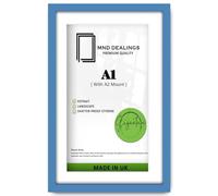 MND Dealings | MDF Professional Picture Frame A1 (59.40 x 84.10 cm) With A2 (594 x 419 mm) White Mount Engineered Wood | 23 x 33 Inch Certificate, Art Print, Award Display Frame [ Blue ]