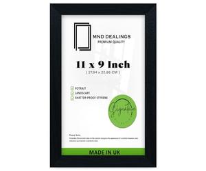 MND Dealings | Minimalist 279.4 x 228.6 mm Black Photo Frame Solid Engineered Wood with Metal Clips |11 Inch x 9 Inch Frame for Home/Office Wall Décor (27.94 x 22.86 CM) [ Black ]