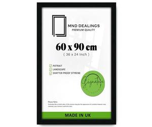MND Dealings Modern 60 x 90 cm Picture Frame with Crystal Clear HD Perspex| With an MDF Backing Board| Ready to hang Perfect for Home Decor |(23.62 x 35.43 inches) Approx. (Black)
