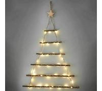 MND Dealings New Amazing Lit Twig Wall Christmas Tree Decoration New Year Gift Present With 40 Warm White LED Lights Wooden Rope Ladder Bedroom Living Room-64cm