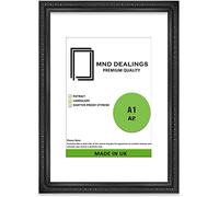 MND Dealings Ornate Shabby Chic A1 with (A2) White Mount Poster Frame - Antique Style - MDF backing board Swept Museum | for Gift Wall Gallery Home Decor -A1 (A2 Mount)-Black