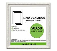 MND Dealings Ornate Shabby Chic White 50X50 CM Picture/Photo/Poster Frame - Antique Vintage Style - Shatterproof Styrene MDF Backboard | Gift Painting Wall Art Gallery Decor (White)