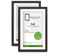 MND Dealings Pack of 2 MDF Minimalist Picture Frame A4 (21.00 x 29.70 cm) With A5-(8 x 5.5 Inch) White Mount Wall Décor | 8" x 11" Certificate, Art Print, Painting Frame [ Mahogany ]