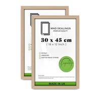 MND Dealings pack of 2 MDF Picture Frame (30 x 45 CM) 18" x 12" for Art Gallery & Wall Décor, Stylish MDF Wood Finish, Hanging Hooks for Easy Mounting [ Beech ]