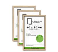 MND Dealings pack of 3 Classic Wood Poster Frame (40 x 50 CM) Ideal for Art & Home Décor, Wall Gallery & Gifts, Sturdy MDF Build, Easy Hanging Hooks for Portrait & Landscape [ Oak ]