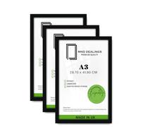 MND Dealings pack of 3 Eton Wood Poster Frame A3 (29.70 x 41.90 CM) MDF Picture Frame for Home, Office & Gallery, Durable Engineered MDF Wood with Elegant Wall Mount Design [ Black ]