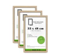 MND Dealings pack of 3 MDF Wood Poster Frame (33 x 48 CM) 1' 1" x 1' 7" Ideal for Home, Office & Art Display, Perfect for Wall Art, Sturdy MDF Build with Easy Hanging Hooks [ Oak ]