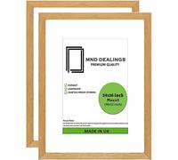 MND Dealings Picture Frame 24x16 inch, 60.9x 40.6cm in Oak - Set of 2- To fit Print Size 18x12 inch, 45x30cm, with White Mount-Sawtooth Hanging -Certificate for Gallery Office Home-(Oak)