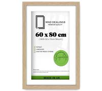MND Dealings | Strong (60 x 80 cm) with 70 x 50 cm White Mount Poster Frame | with Scratch-Proof Perspex | 600 x 800 mm Wall Mounting- [ Oak ]