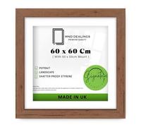 MND Dealings | Walnut MDF (60 x 60 Cm) Poster Frame with 50 x 50 Cm White Mount | 60 cm x 60 cm Frame Gift for Family Wedding Birthday [ Walnut ]