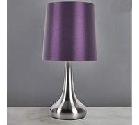 MND Stylish & Adorable Rimini Touch Lamp with Faux Silk Lampshade Bedside Sideboard Desk Table Lamp - Purple