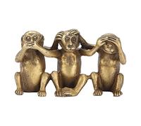 MNDPOAATY Wise Monkey Statues Hear No Evil See No Evil Speak No Evil, Brass Monkey Ornaments, Three Monkeys Sculpture for Home Office Decor, Miniature Brass Casting Crafts with Cultural Symb