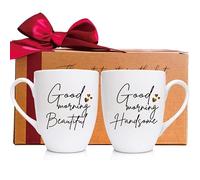 MNEDLAD Good morning Beautiful Handsome Mugs, Good Morning Beautiful Coffee Mug, Good Morning Handsome Mug, Set of Two I Love You Coffee Mugs His and Hers Couple Coffee Mug Set-Mm68
