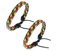 MNFPSJB 2Pcs MNFPSJB Rasta Bracelet Jamaica Rope Adjustable Drawstring Braided Leather Men's Women's Jewelry Gifts