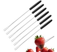 MNFPSJB 6 Pack Stainless Steel Fondue Forks, Color Coded Heat Resistant Handle Fondue Sticks, for Cheese Chocolate Dessert Marshmallow BBQ & Fondue Sets