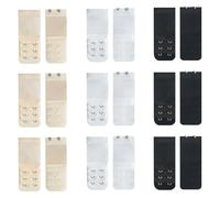 MNFPSJB Bra Extenders 2 Hooks for Women: 9 Pcs Elastic Bra Strap Extender with 3 Rows for Daily Wear - Soft Comfortable Extensions Ideal for Plus Size (Black, White, Skin Colors)