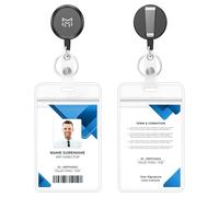 MNGARISTA 2-Pack Badge Holder Keychain with Clip,Lightweight Retractable Keychain,60cm Durable Fiber Cords with Clear ID Card Holder 2.52" x 3.58" Sleeve Holds Up to 3 Cards,Badge Reel for Work,Office