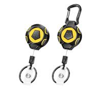 MNGARISTA 2 Pack Upgraded Heavy Duty Retractable Keychain,Belt Clip & Carabiner,283.5g Retraction,80cm Steel Cable,3K Carbon Fiber Tactical ID Badge Reel-Yellow
