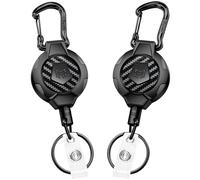 MNGARISTA 2-Pack Upgraded Retractable Keychain,Heavy Duty Carabiner Badge Holder,283.5 g,80 cm Stainless Steel Cord,3K Carbon Fiber ID Badge Reel with Badge Strap and Key Ring-10oz