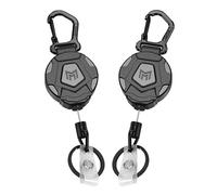 MNGARISTA Retractable Keychain,Heavy Duty Carabiner Badge Holder Clips, Tactical ID Badge Reel with 80cm Retractable Steel Cord for Key Ring ID Card, 226 Grams-2 Pack