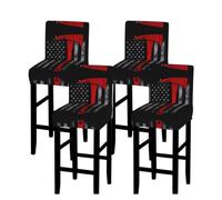 MNGBAN Firefighter Axe Red Line Flag Print Dining Chair Covers for Back Stools One Size