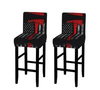 MNGBAN Firefighter Axe Red Line Flag Print Dining Chair Covers for Back Stools One Size