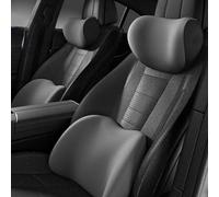 MNHCAC Car Headrest and Lumbar Support Cushion For VW ID.3 ID.4 ID.4 Crozz ID.4 X, Ergonomic Memory Foam, Breathable Removable Cover,Grey- Headrest and Lumbar Cushion