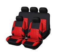 MNHCAC Car Seat Covers for Land Rover Defender Discovery 3 4 5 Range Rove Evoque Freelander, 3D Tyre Print, Airbag Compatible, Front Pair & Rear Seat Covers, Machine Washable,Red- 5 seats
