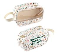 MNIGIU Elementary Teacher Alphabet Clear Cosmetic Bag End of Sch Gift Elementary Teacher Graduation Gift, ElementaryTeachBag