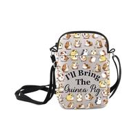 MNIGIU Funny Guinea Pig Owner Gifts Cavy Print Messenger Bag Wheek Hamster Gift I'll Bring The Guinea Pig Crossbody Bag, I'll Bring the Guinea Pig