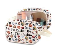 MNIGIU Gambling Gift I'd Rather Be At The Casino Clear Cosmetic Bag Casino Player Gift Lucky Dice Makeup Bag Gambler Gift, Casino Clear Cosmetic Bag, Funny